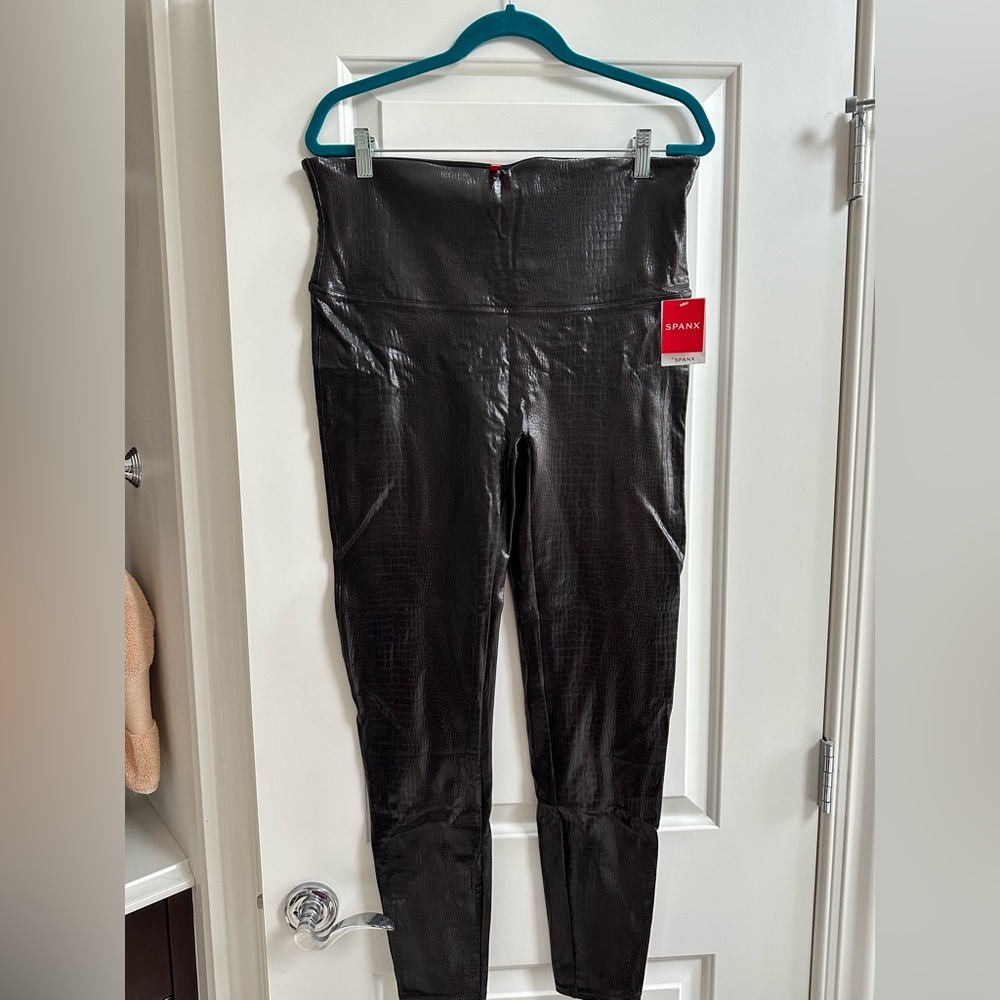SPANX Faux Leather Brown Croc Legging- 2X